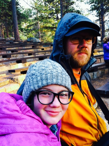 Staying warm at the ranger talk @ Rocky Mountain National Park